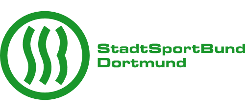 Logo des StadtSportBundes Dortmund in gr&uuml;n mit stilisierten Wellen und dem Schriftzug daneben.